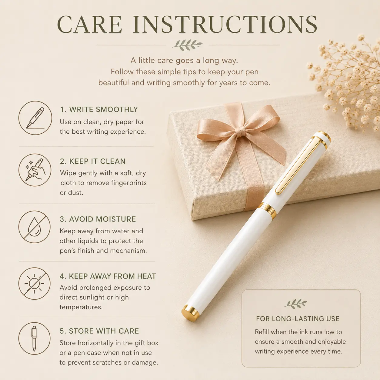 Care Instructions Lumi Writing Gel Pen LeeLoo Living