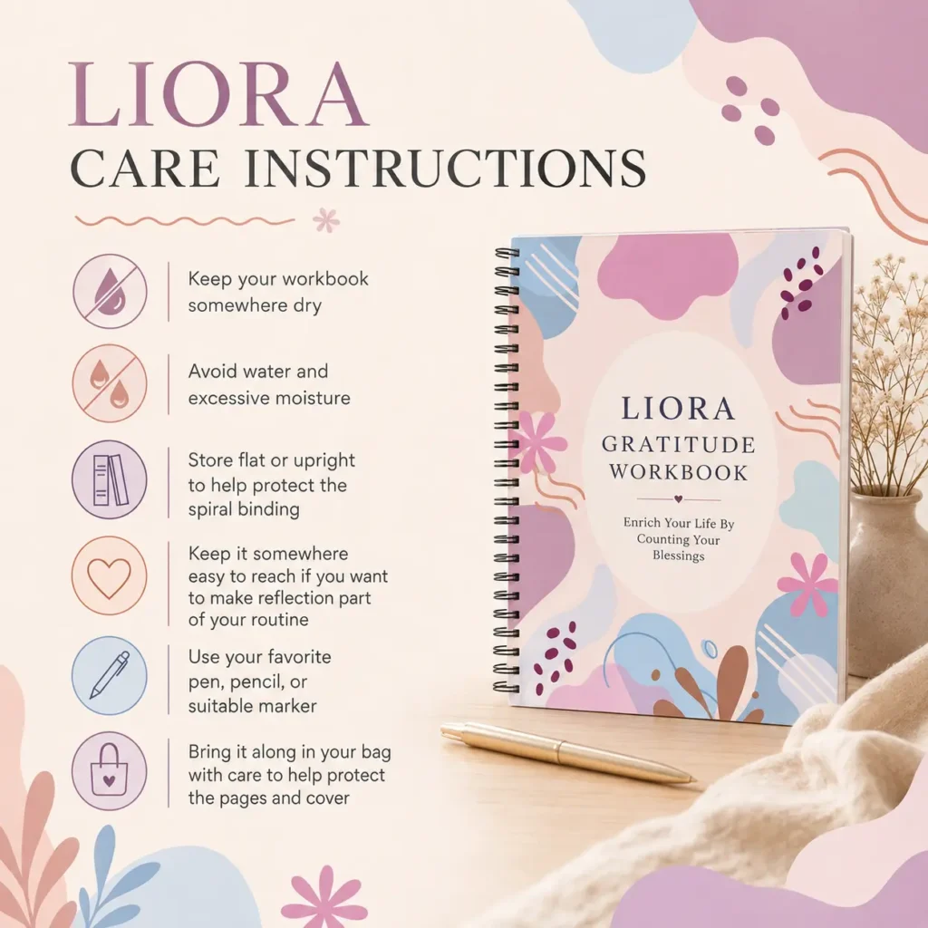 Liora daily gratitude workbook care instructions