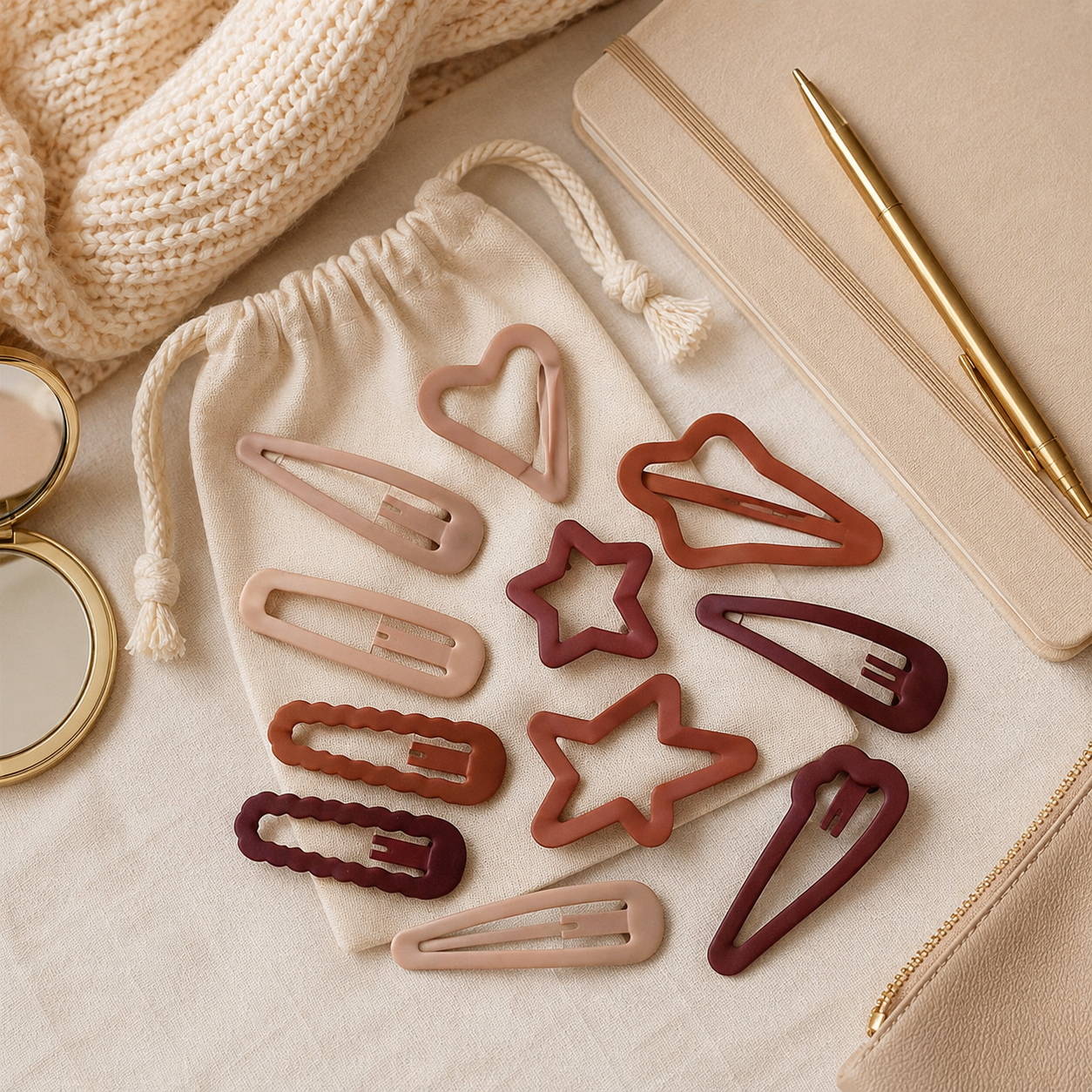 Matte Red Hair Clips Set - Image 4
