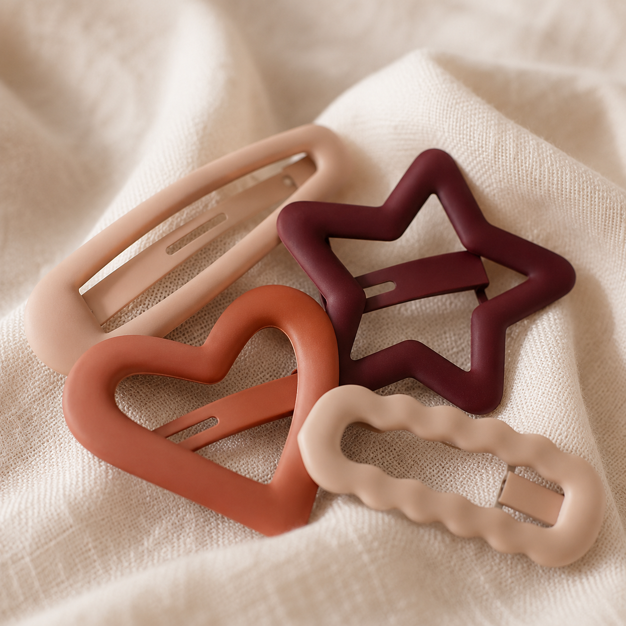 Matte Red Hair Clips Set - Image 7