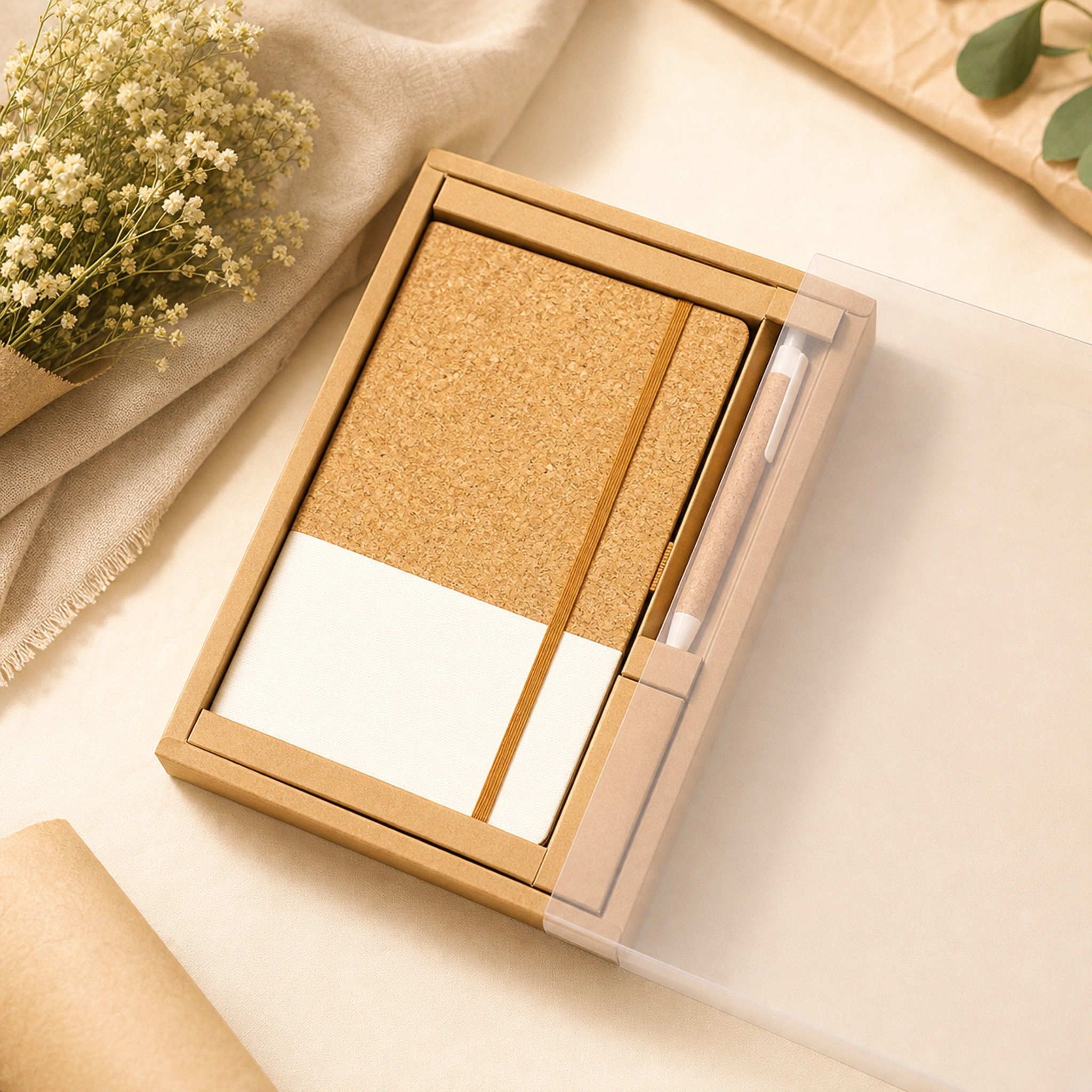 Arden A5 Cork-Style Notebook Gift Set with Pen - Image 6