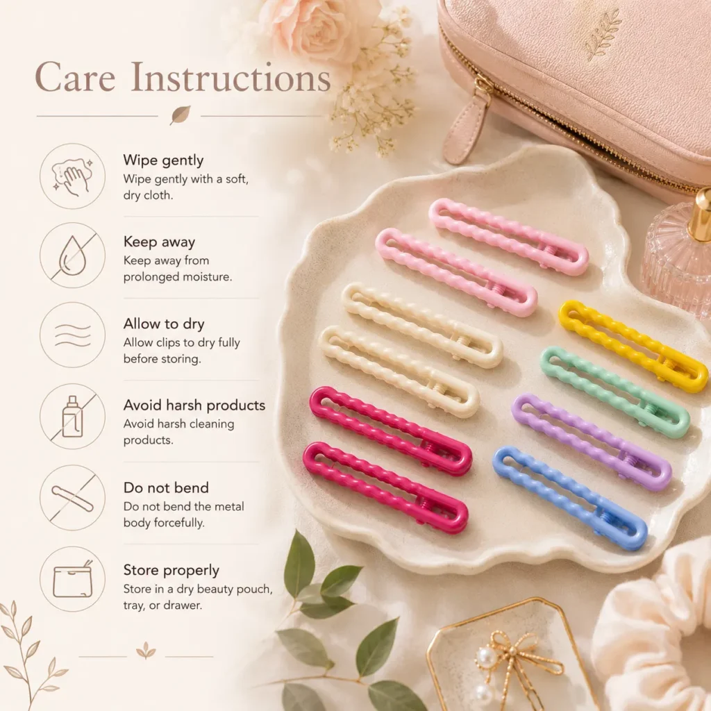 care instructions mira wavy duckbill hair clips