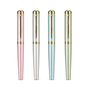 Elys Writing Pen product cutout in soft pink, pearl silver, light blue, and sage green.
