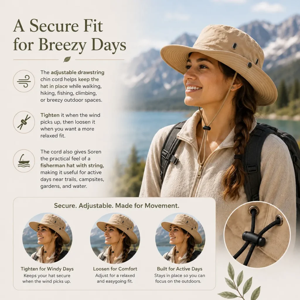 soren hat a secure fit for breezy days