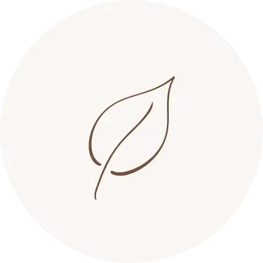 Minimal leaf icon representing slow living, mindful choices, and a gentler lifestyle.
