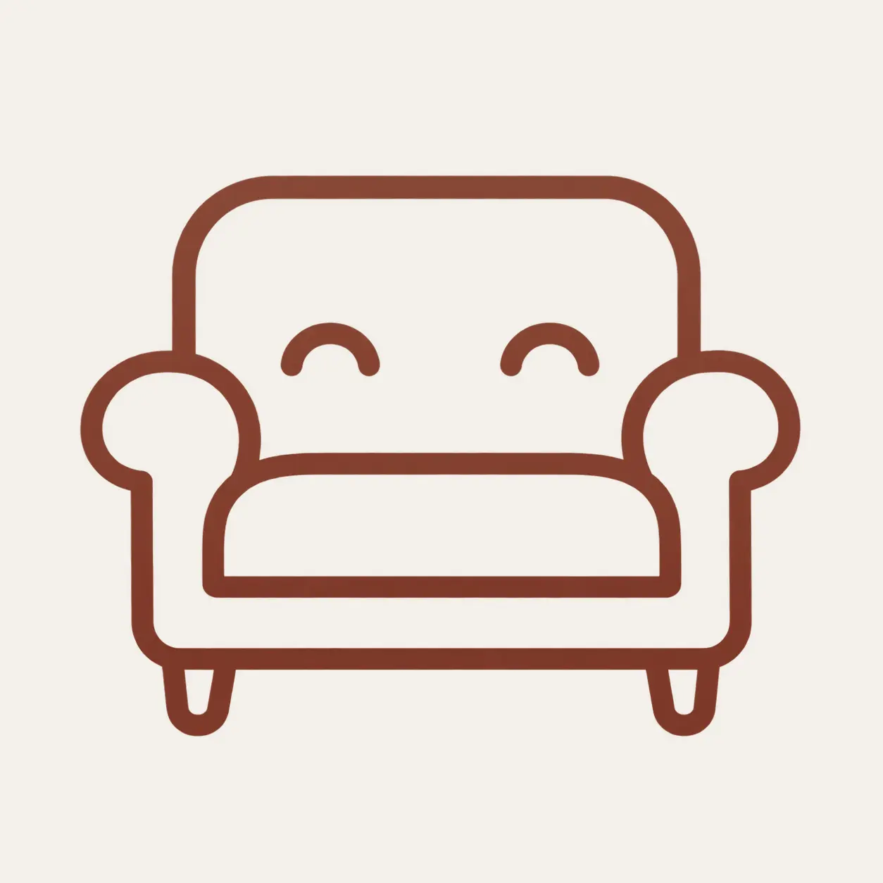 Cozy chair icon representing rest and slow living lifestyle