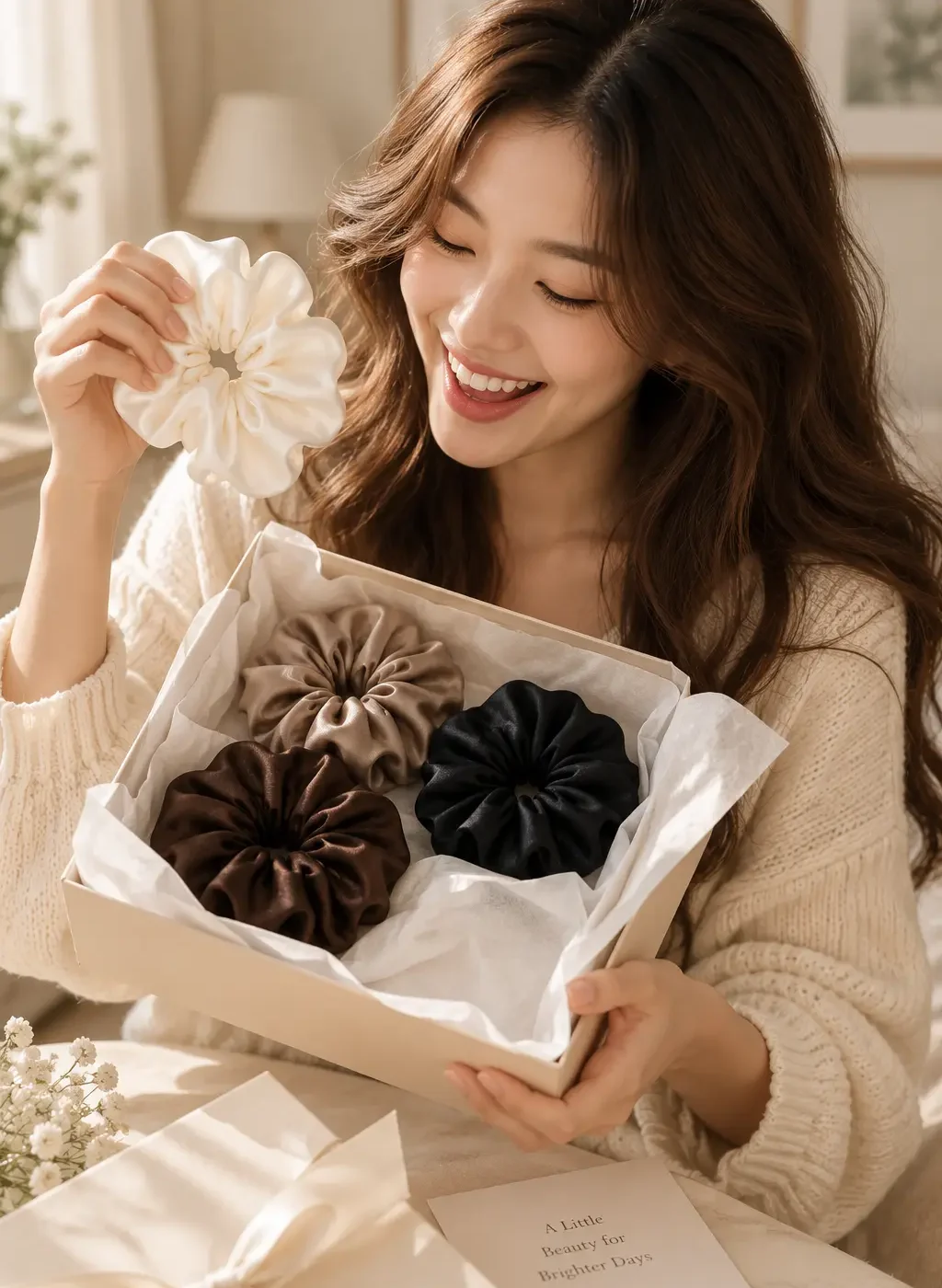 4 different colors elan satin scrunchie